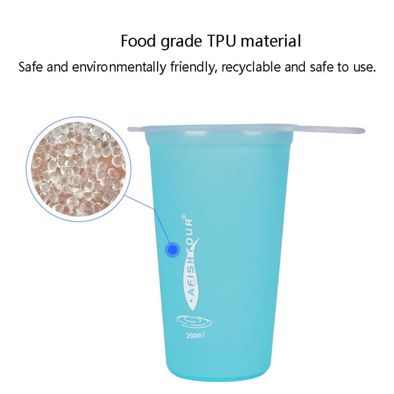 200Ml Tpu Soft Cups Collapsible Sports Water Bottle Outdoor Portable Water Cup Running Cycling Hiking Flexible Water Bag