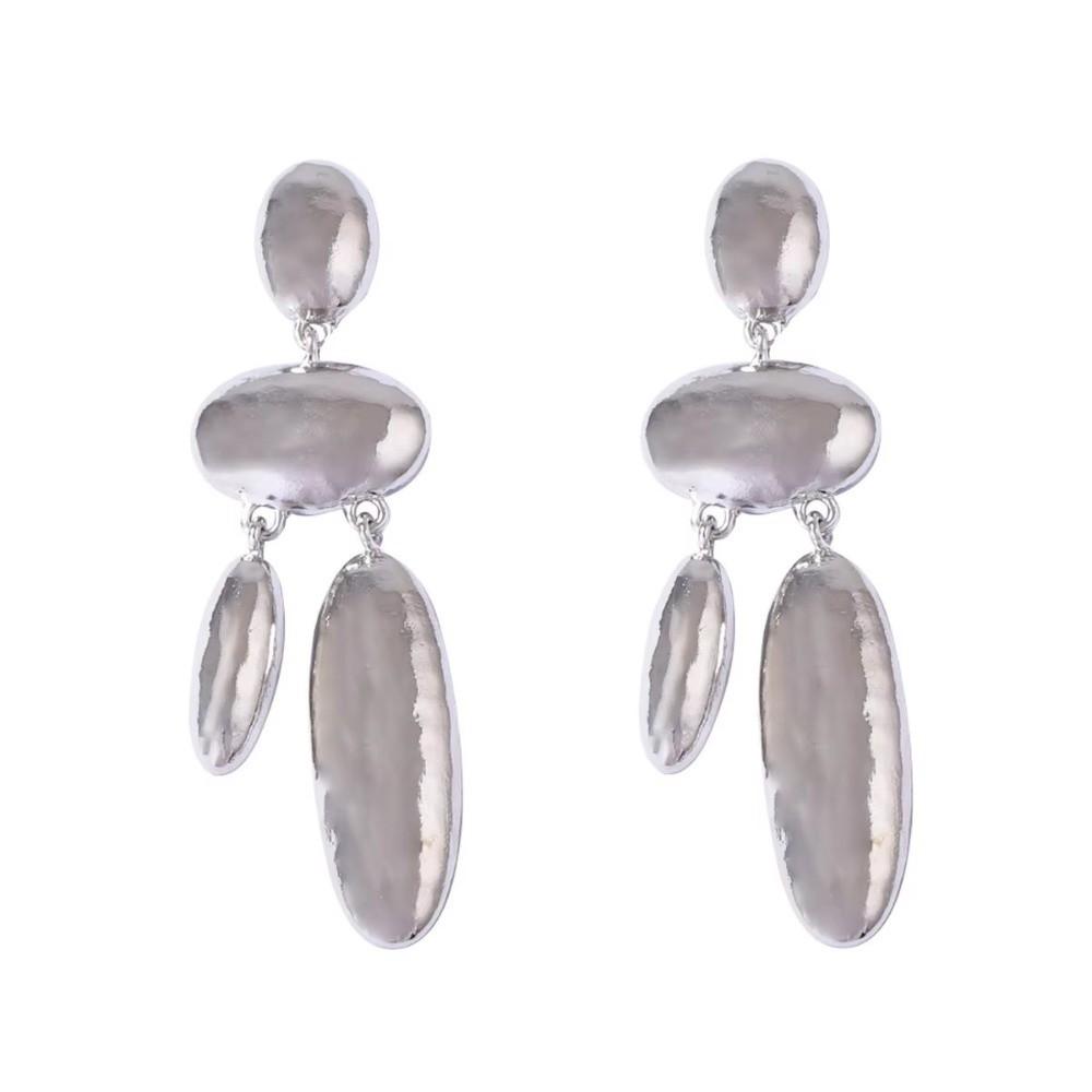 Metal Women Earrings Exaggerated Dangle Earrings Light Luxury Oval Pendant Eardrop Jewelry Gifts