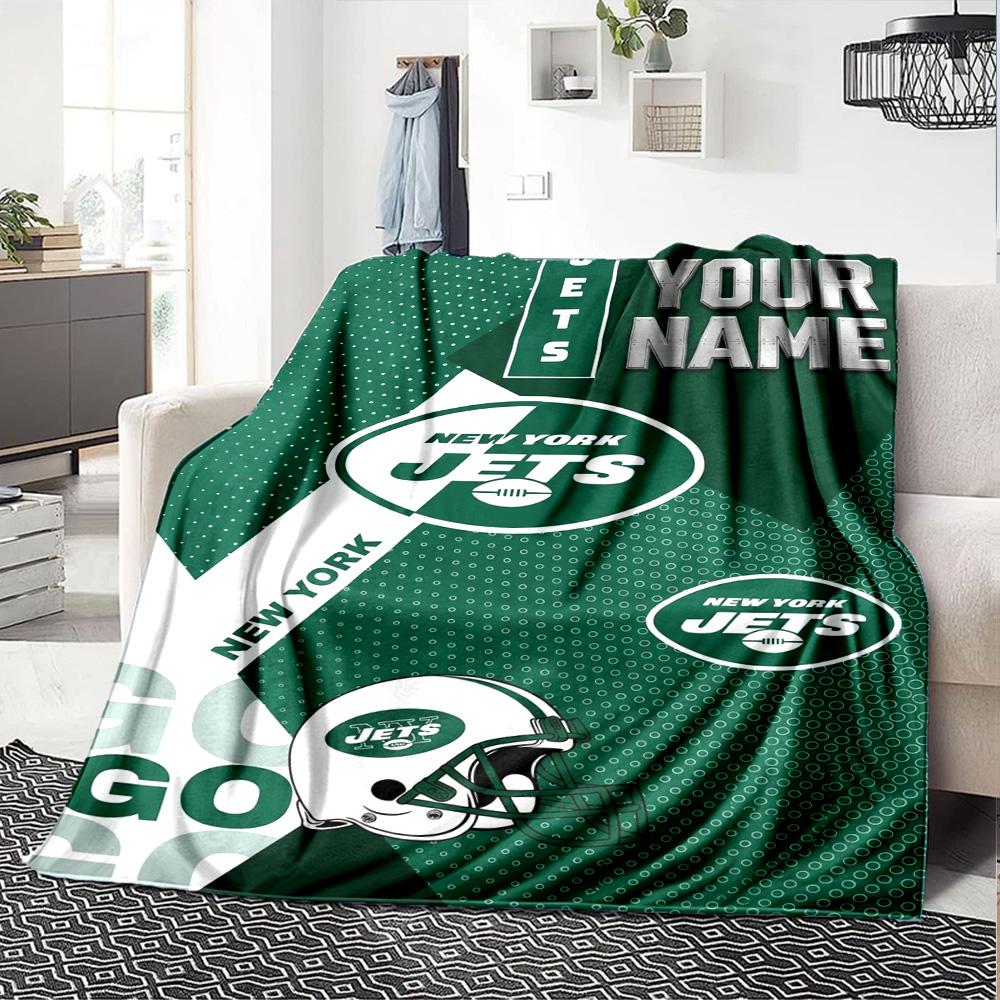 Name Custom NY Jets Print Flannel Blanket High Quality Warm Comfortable Cover for All Seasons Perfect for Gifts Home Decor