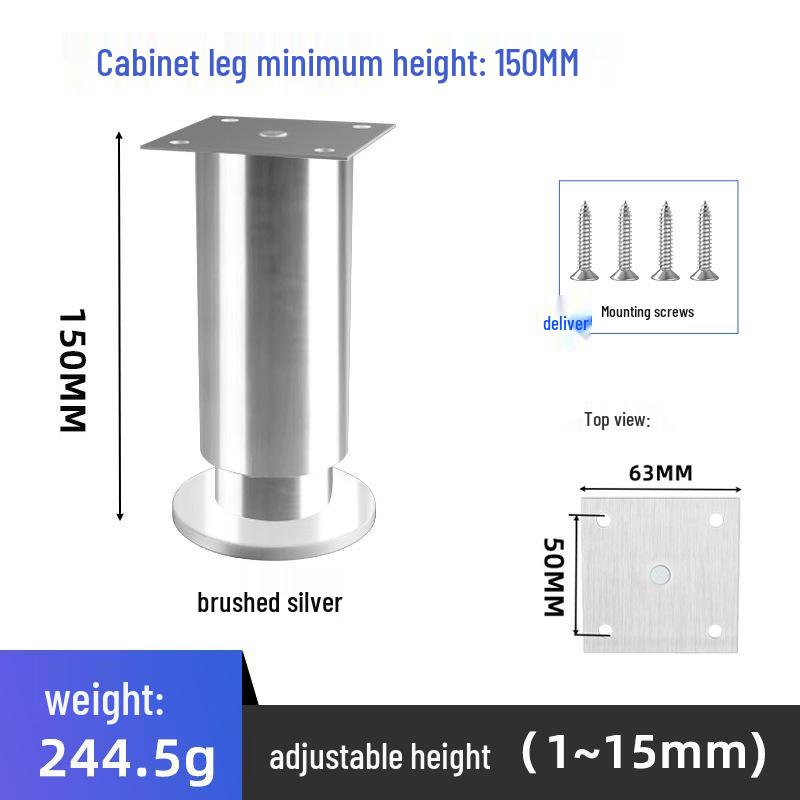 Adjustable Stainless Steel Furniture Legs – Modern Minimalist Support for Cabinets, Tables, Sofas, and Beds