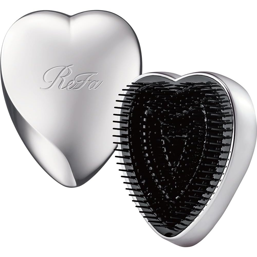 ReFa HEART BRUSH Silver - Hair Styling Tool with Soft Bristles and Ergonomic Design