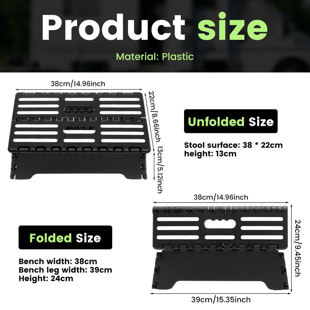 Folding Step Stool 5 Inch Plastic Nonslip Elderly Adults Foot Stool Assistive Devices for Bathroom Kitchen Garden