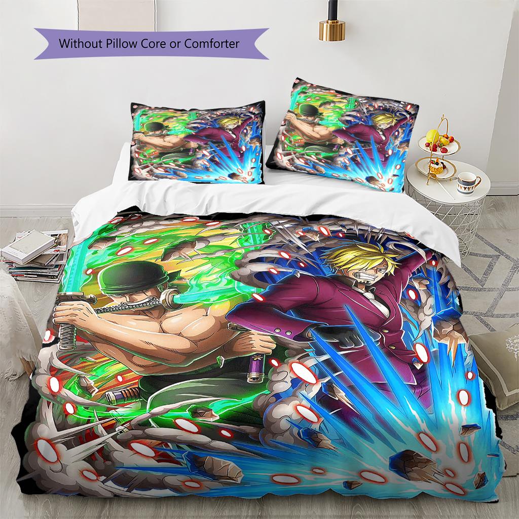 Juego de Ropa de Cama con Estampado de Dibujos Animados Colcha Funda de Colcha Funda de Almohada Decoración del Hogar Regalo de Cumpleaños (1 * funda nórdica + 2 * fundas de almohada, sin núcleo)