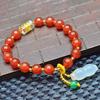 Fashion Red Agate Beaded Bracelets Nafu Ins Chalcedony Pendant Simple Round Bead Bracelet  Women