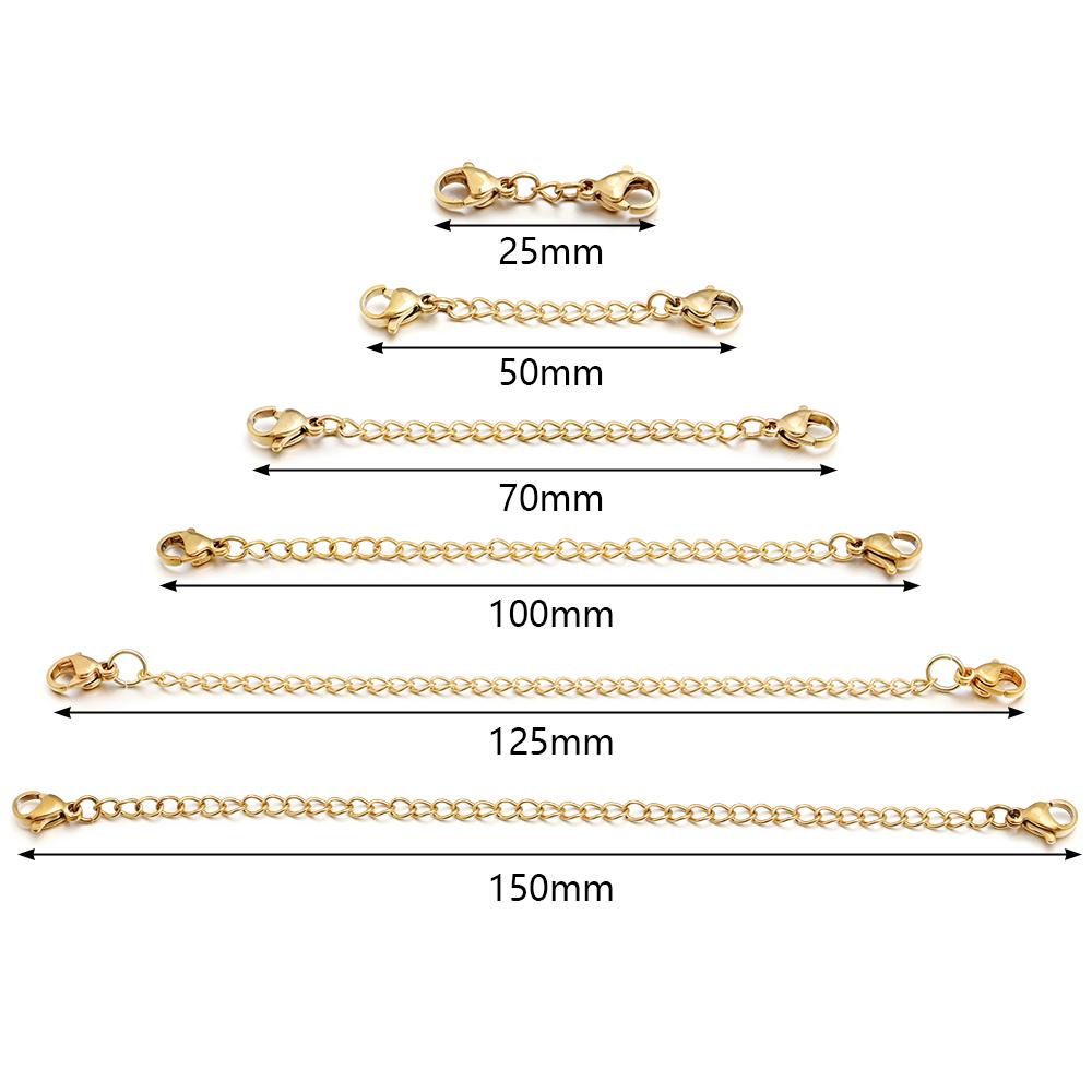Louleur 5Pcs Stainless Steel Extension Chains With Lobster Clasp Necklace Extender Chain Extended Tail Chains For Diy Bracelet
