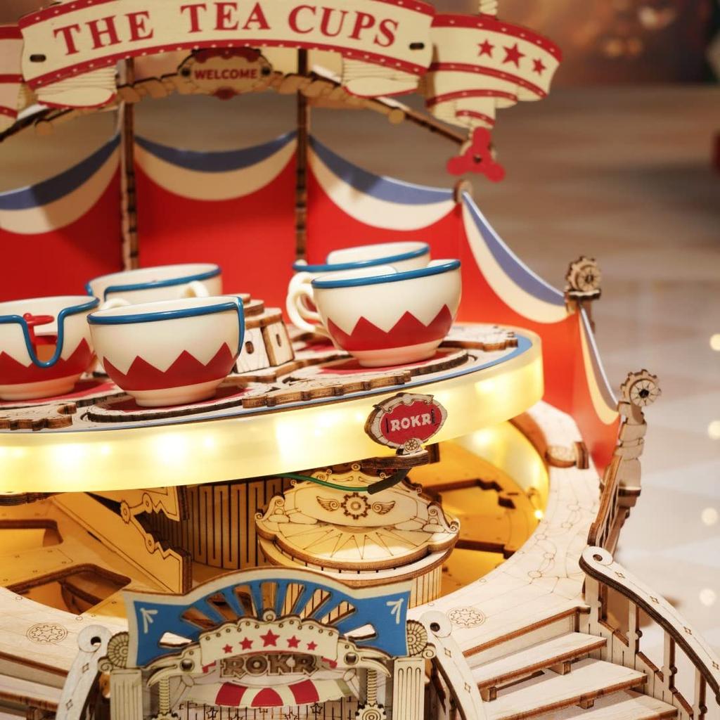 3D Wooden Puzzle Amusement Park Series Coffee with Japanese Instructions Tsukurundesu® (Teacup, Cup, Attraction, Miniature, Light-Up)