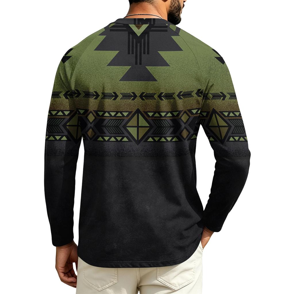 Men's Round Neck Raglan Long Sleeve Casual T-Shirt