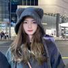 Women's Cute Bear Ears Wool Hat - Cozy Knitted Winter Hat with Ear Protection