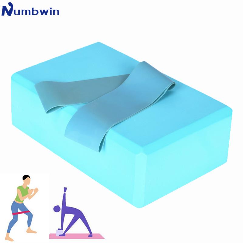 Numbwin Yoga Set: EVA Yoga Block & 30lb Latex Resistance Band 500x50x0.7mm 30lb Resistance Band