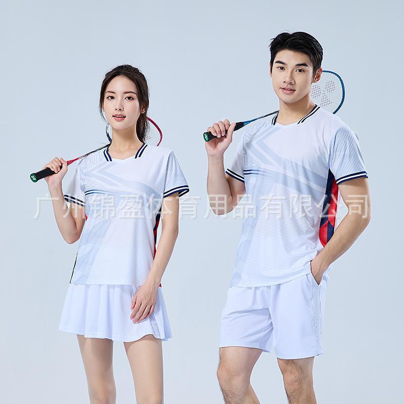 Quick-Dry Bamboo Fiber Badminton Set Men Women Couples Short Sleeve Top Shorts Skirt Tennis Pickleball Sportswear