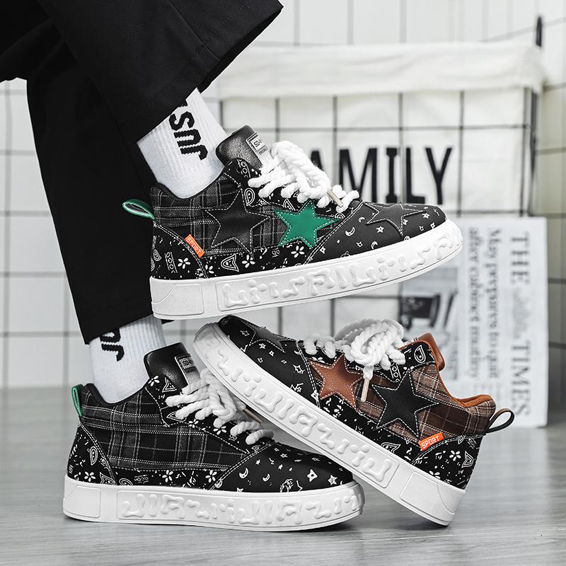 2024New Men's High Top Star Shoes, Trendy and Versatile Casual Shoes, Wear-resistant and Personalized Lace Up Canvas Board Shoes