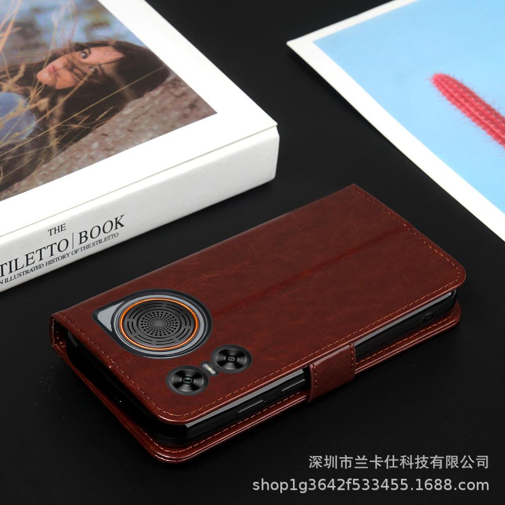 Kompatible Doogee M30 Leder Klapphülle für Business und Schutz Doogee M30 dunkelbraune