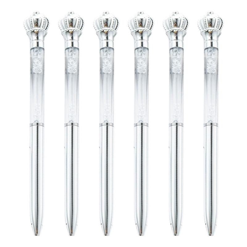 

6 шариковых ручек с кристальным механизмом для подписи, поворотным наконечником 1,0 мм, обеспечивают плавное письмо, подходят для деловых встреч и подарков. 1 серебряный