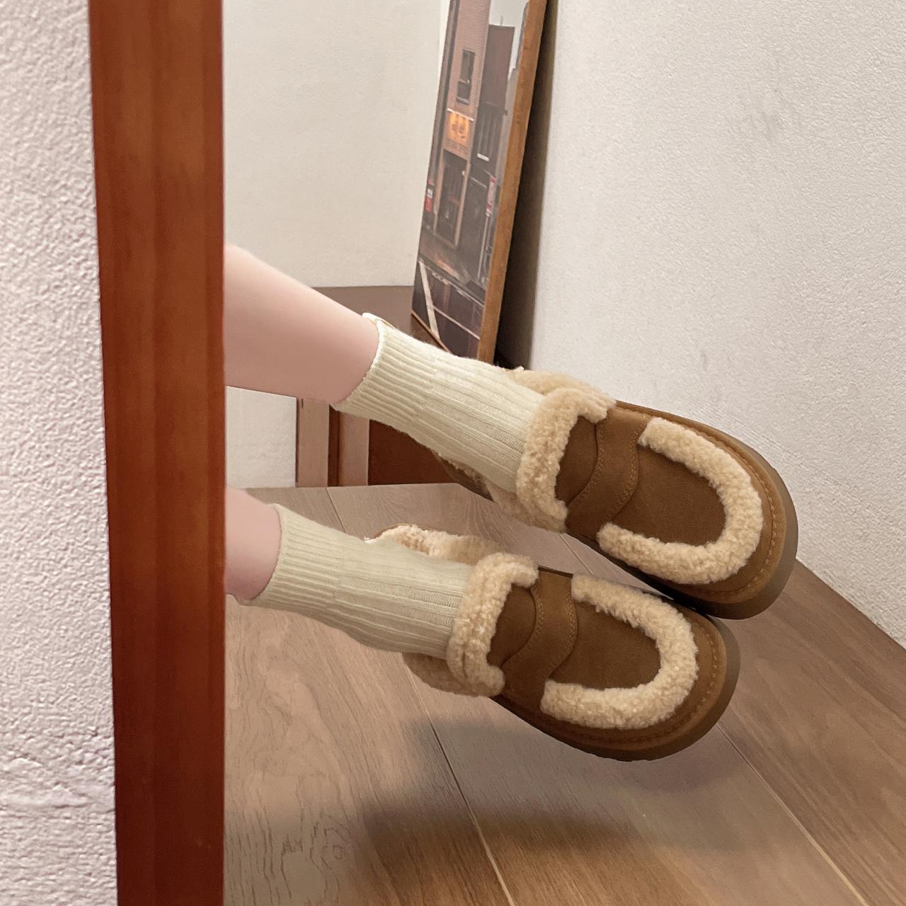 

мода весна/осень новые женские тапочки с круглым носком туфли на низком каблуке для женщин туфли на платформе слипоны уличные увеличивающиеся закрытые носки 40 коричневый