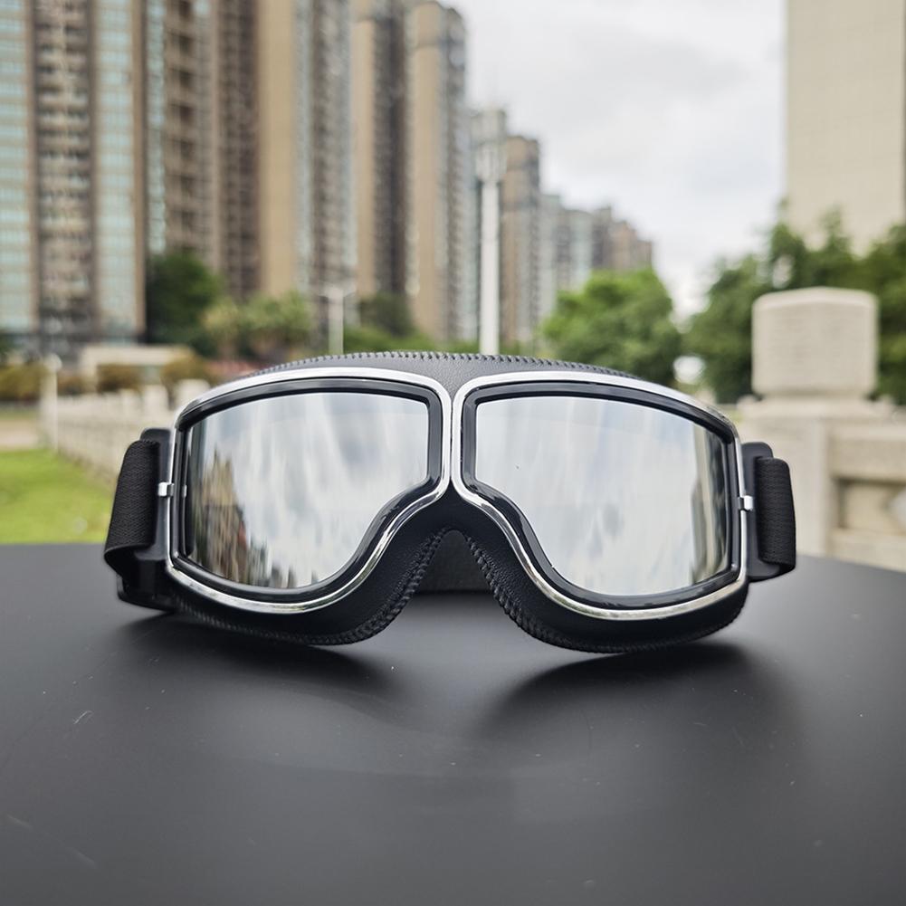 Fahrrad Motorrad Brille Winddicht Motorradhelm Brille Sonnenbrille Retro Universal Leder Retro Motorrad Zubehör