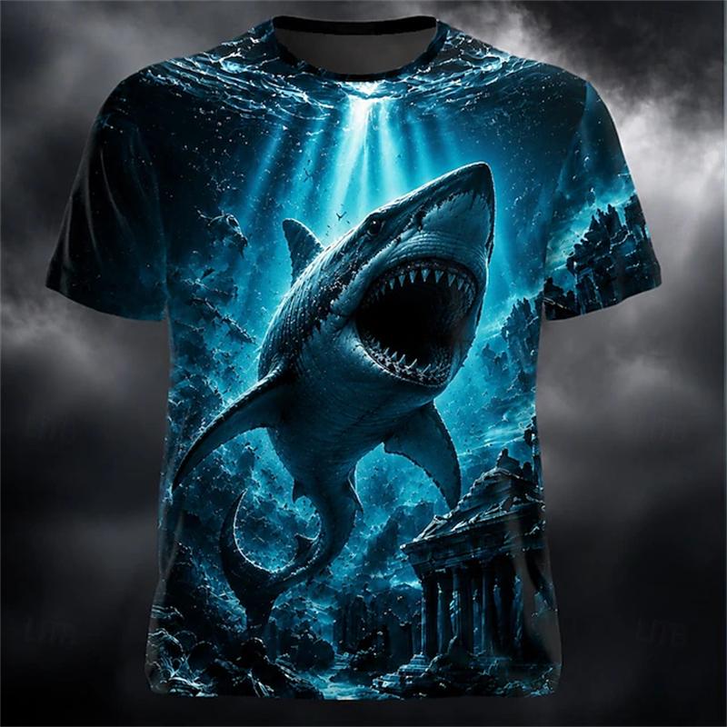 Summer Men's 3D Animal Print Crew Neck T-shirt
