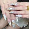 Patrick's 3D Carved Almond-Shaped White Nails - Pure Desire Island Style