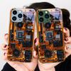 Circuit Structure Brown Purple For Iphone 16 Plus 15 14 13 12 Mini 11 Pro Max X XS XR 7 8 Plus 2022 Tempered Glass Phone Case