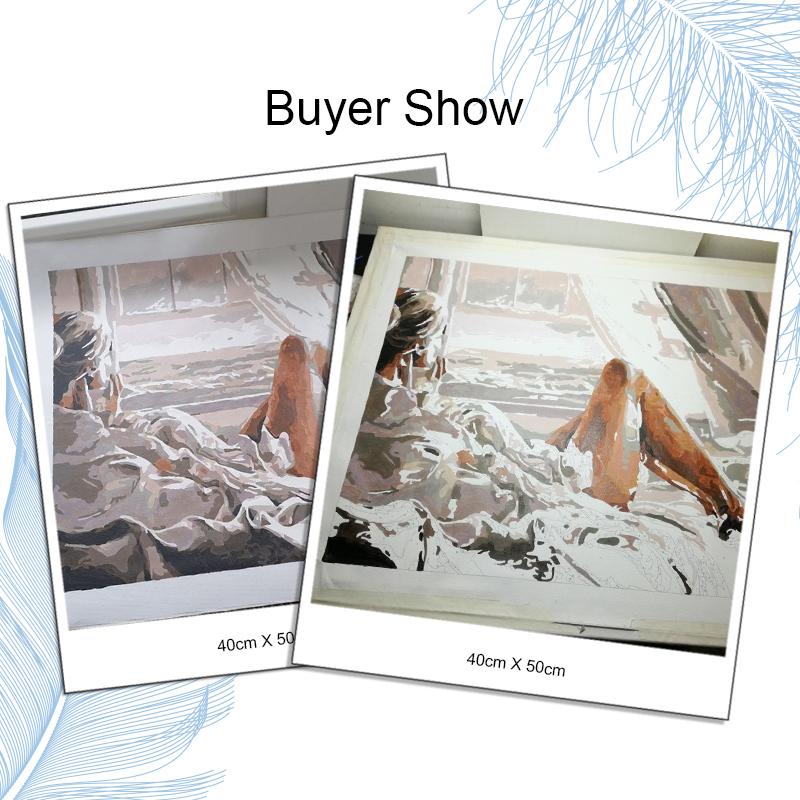 

RUOPOTY Рамка женская фигура DIY Наборы для рисования по номерам ручная роспись маслом Современная настенная художественная картина для домашнего декора 40x50 см 40x50CM NO Frame