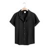 Men's Casual Short Sleeve Shirts Leisure Street Wear Lapel Button-down Solid Color Shirts for Men Vintage Vacation Blouse