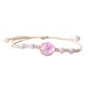 Adjustable Waxed Cord Bracelet Handmade Ceramic and Glass Flower Beads Wristchain Everyday Wear Wristband Jewelry