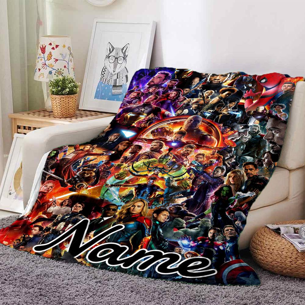 Custom Name Avengers: Infinity War flannel Blanket for Super Soft Cute Comfort Blanket for Travel Bedding Couch Sofa Blanket