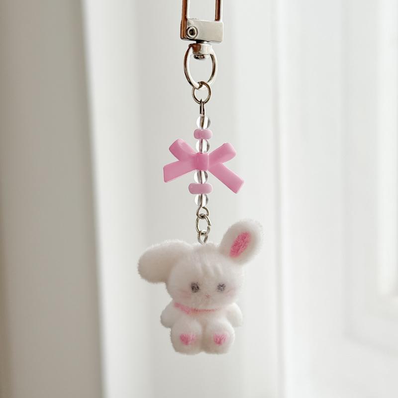 Flockad Tecknad Nyckelring Sött Djurhänge Väskdekoration Nyckelring Telefonkedja Snodd