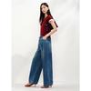 JUZI ANNACO Women's Relaxed Retro Elastic Waist Loose Denim Wide-Leg Pants