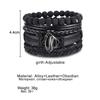 Men's Vintage Multilayer Leather Bracelet with Hollow Triangle Beads