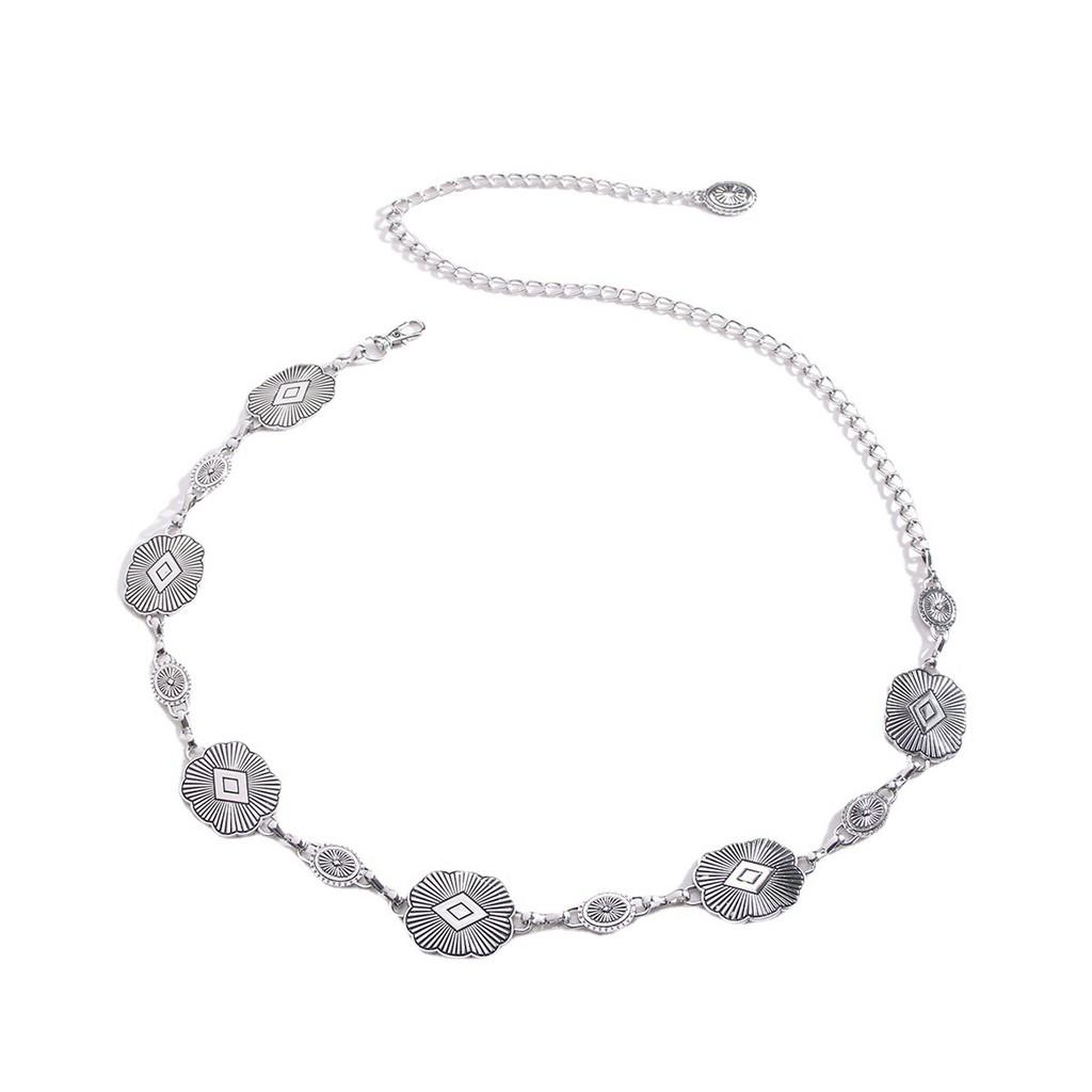 Elegant Alloy Waist Chain With Oval Elements For Streetwear And Casual Outfits