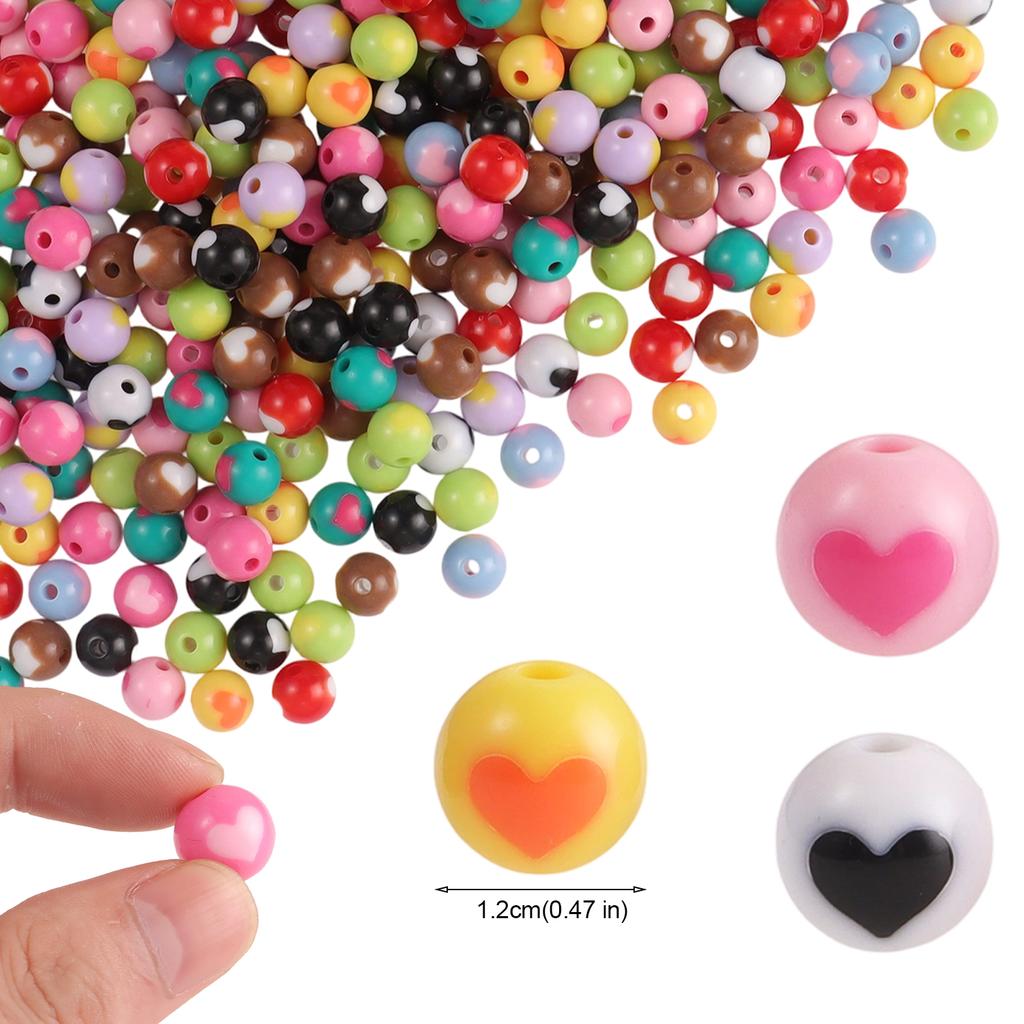 30/60PCS Acrylic Mixed Color Round Loose Beads for DIY KeyChains Jewelry Making Necklace Bracelet Accessory