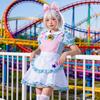Cosplay Pink and Blue Soft Cute Maid Cos Skirt, Star Decorated Bubble Sleeves, House Dance Comic Show Sweet Sister Cute Wear