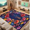 Floral Garden Theme Crystal Velvet Floor Rug Personalized Custom Name Text Warm Carpet Home Decoration