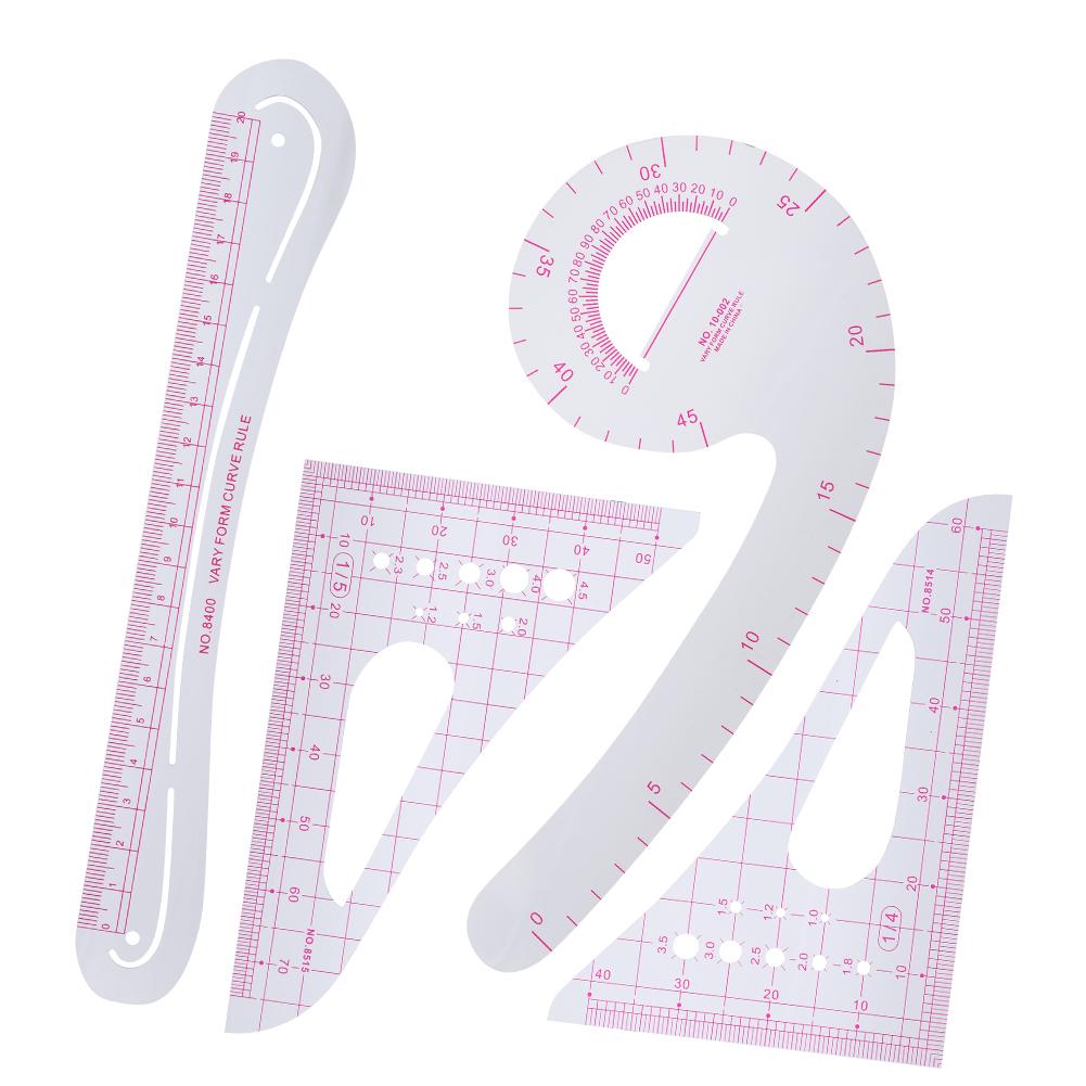 4Pcs Curve Ruler Plastic Sewing Grading Proofing MultiFunction Clothing Designs Tool