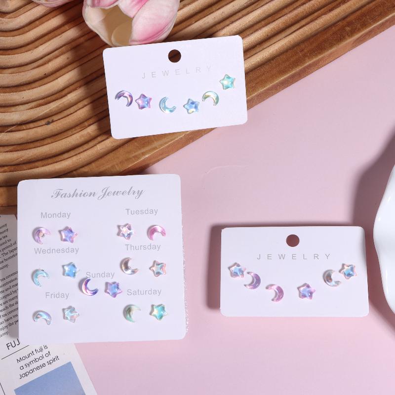 6/14Pcs Mini Colorful Earrings Sets For Women Star Moon Piercing Ear Stud Accessories Jewelry Girl Gifts