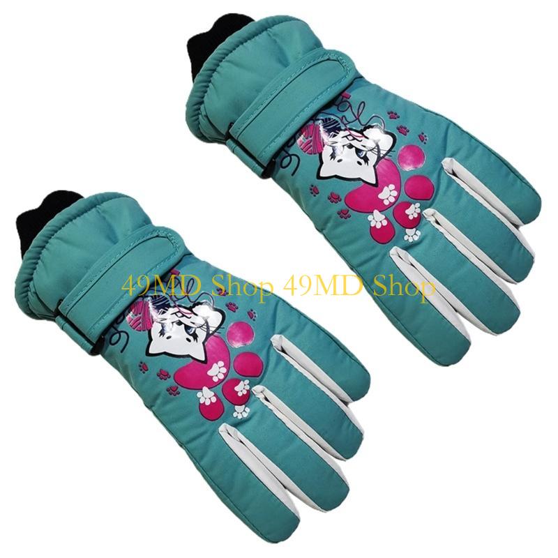 

49MD Kids Snow Ski Glove Winter Waterproof Mittens Cartoon Print for Boys Girls