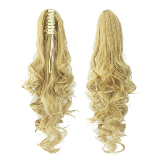 Pinza de cola de caballo rizada larga para mujer, extensiones de cabello postizas naturales sintéticas, postizos resistentes al calor