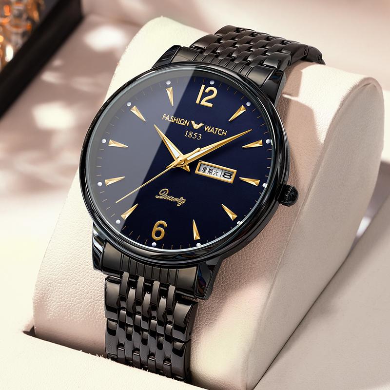 New men's watch men's business mechanical watch double calendar advanced sense waterproof quartz + luminous light
