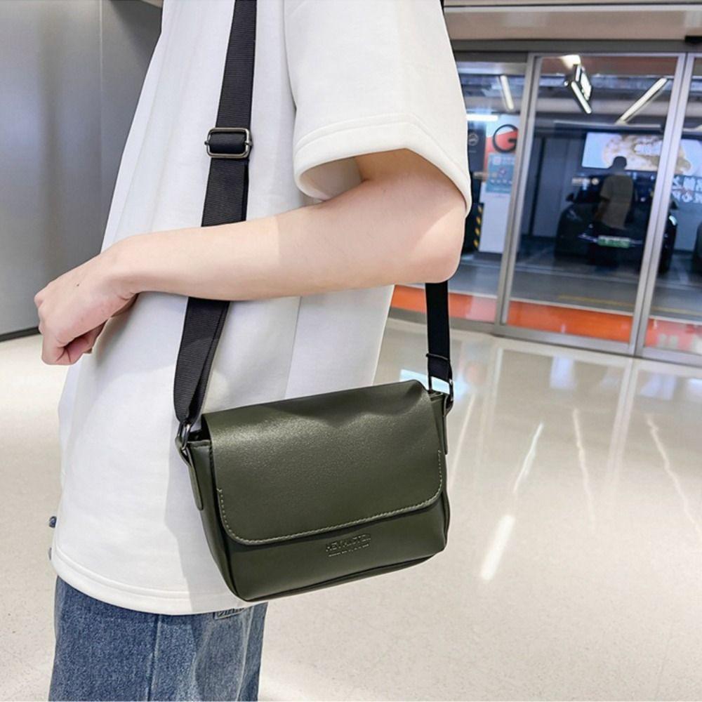 Rectangular Men Crossbody Bag PU Leather Shoulder Bag Fashion Women Messenger Bag  Camping