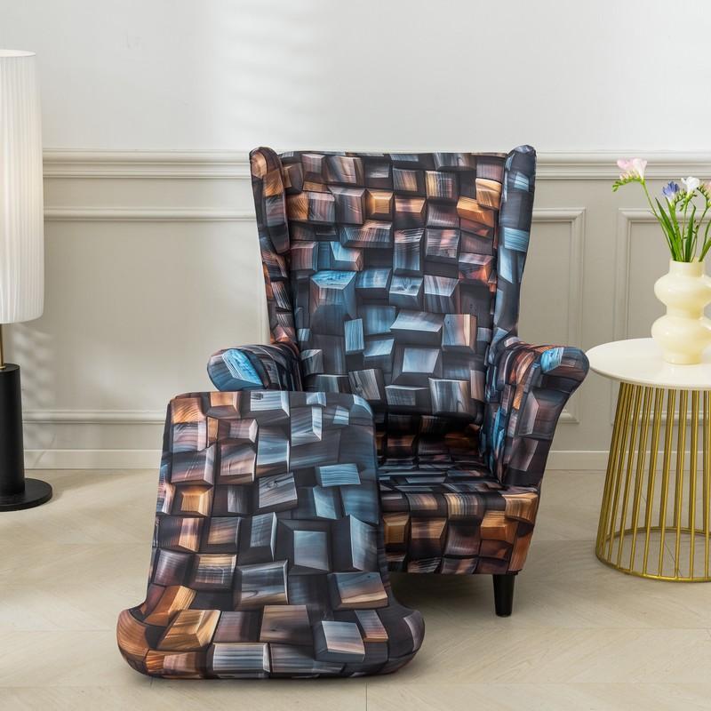 Návleky na křeslo 2 kusy/sada Potah natahovací pohovky Potisk Návleky na křeslo Chránič nábytku Pohovka Měkká s elastickým dnem