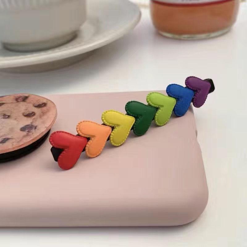 Korean Style Cute Rainbow Love Heart Hairpins Hairgrips Summer Color Barrettes Hair Clips For Women Girls Hair Accessories