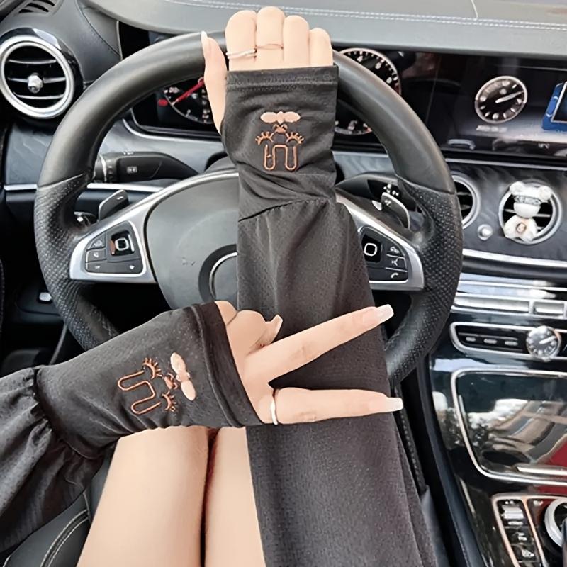 1 Pair of Fashion Summer Cute Rabbit Head Pattern Ice Cover Parasol Anti-Ultraviolet Arm Guard Outdoor Cycling etc.