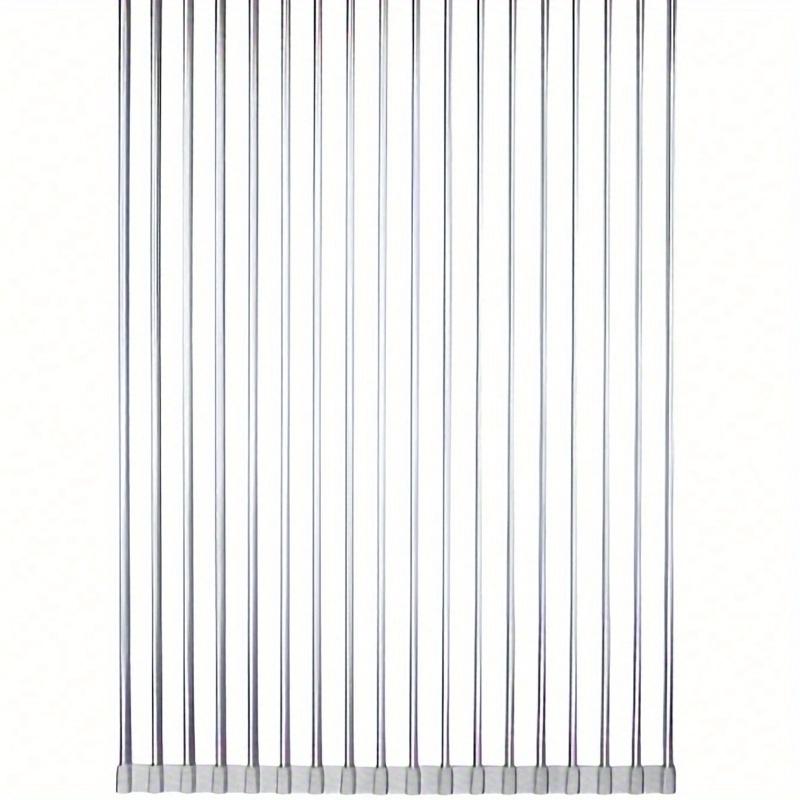 1 pz, Scolapiatti arrotolabile, Scolapiatti multifunzionale in acciaio inossidabile sopra il lavello, Scolapiatti arrotolabile portatile in acciaio inossidabile