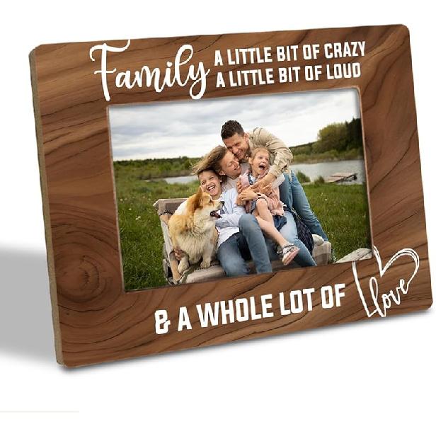 Family Photo Frame for Home Decor, A Little Bit of Crazy A Little Bit of Loud & A Whole Lot of Love Photo Frame, Holds 4 x 6 Inch Photo, Farmhouse коричневый