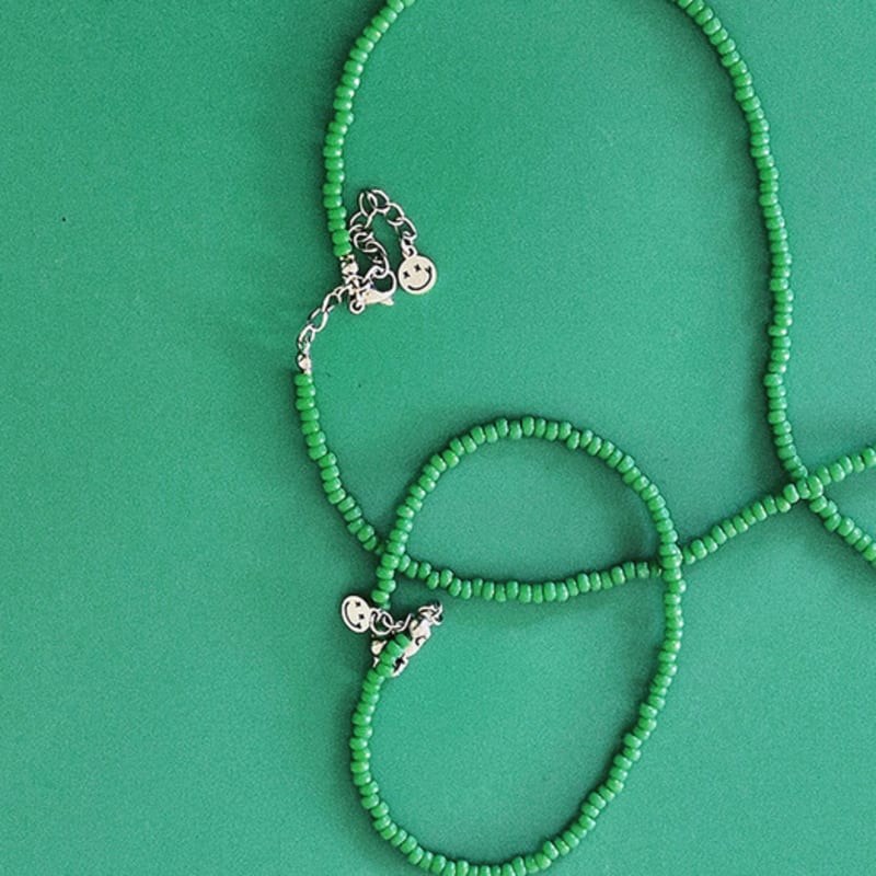 BICYCLE TROPHY Pickman Daily Bead Necklace 06 (GREEN / 3mm Miyuki Beads)