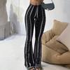 Women Yoga Pants Elastic Mid-rise Casual Printed Flared Trousers Printing Flattering Leg Silhouette Pants Running Walking Long Pants