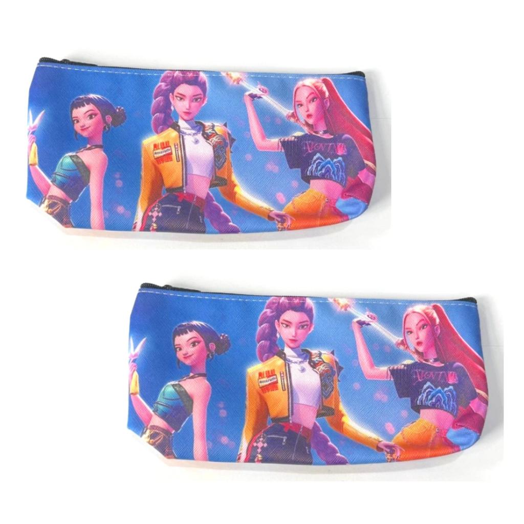Cute Anime Girls Zipper Pencil Case Large Capacity Stationery Organizer for Students K-POP Fans