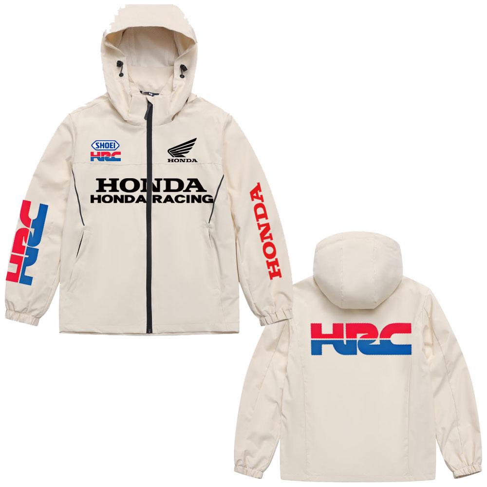 Men And Women Honda print Waterproof down Outdoor lightweight for hiking Jacket Motorcycle Riding Sports Zipper Hooded Clothing