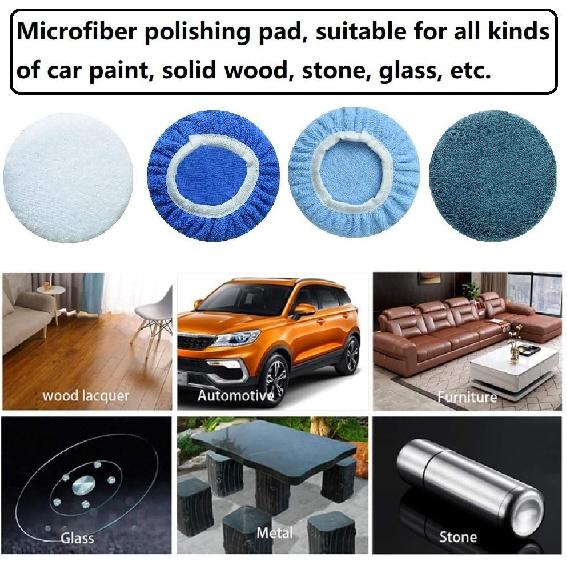 Boltigen 8Pcs 5-6 Inch Buffing Pads Orbital Polishing Pad 4 Colors 5'' To 6'' Microfiber Coral Fleece Bonnet Car Buffer Polisher Waxing Covers For