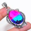 Natural Bi-Color Tourmaline Gemstone 925 Sterling Silver Pendant 2.56" AP-14111